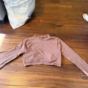 FP Movement by Free People Ribbed Mock Neck Cropped Top - Dusty Rose